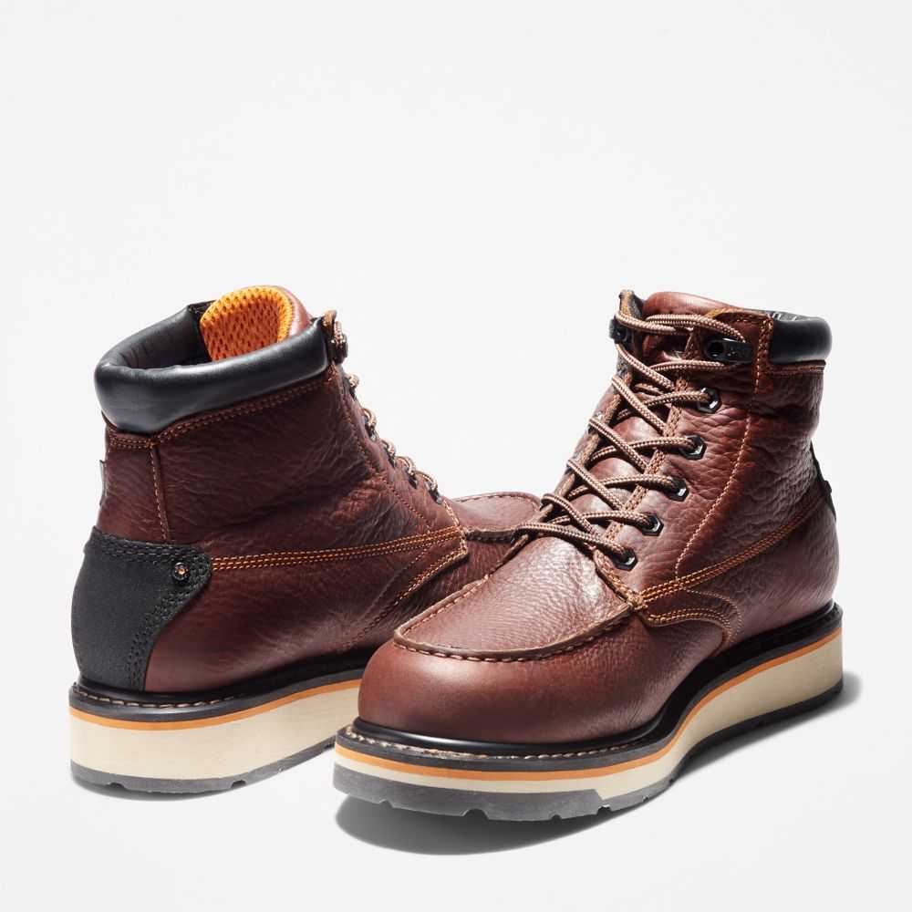 Buty Ochronne Męskie Timberland Pro Gridworks 6 Czerwone Brązowe | Polska-2568417