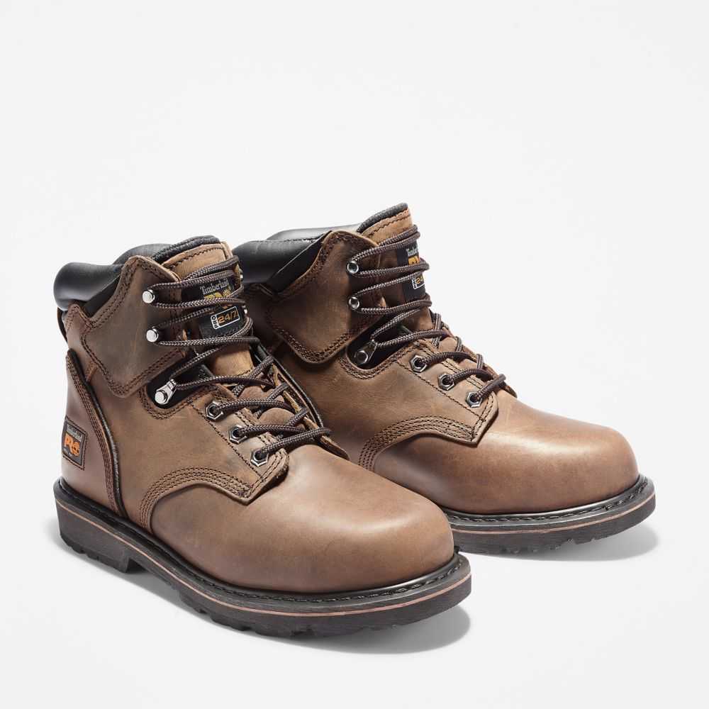 Buty Ochronne Męskie Timberland Pro Pit Boss 6 Brązowe | Polska-6581497