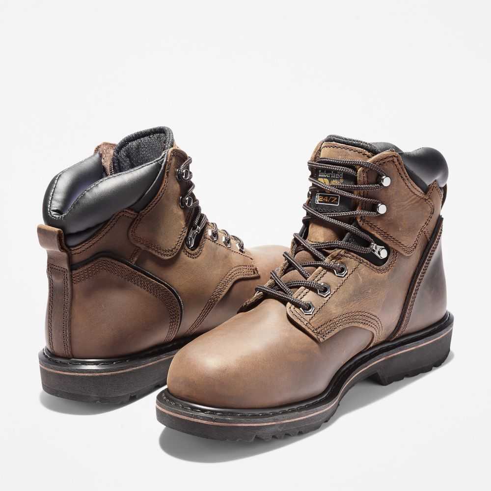 Buty Ochronne Męskie Timberland Pro Pit Boss 6 Brązowe | Polska-6581497