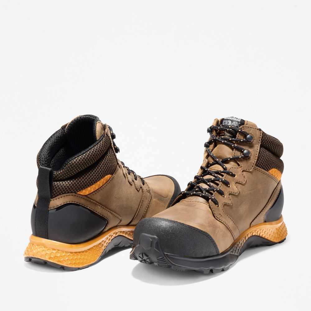 Buty Ochronne Męskie Timberland Pro Reaxion Brązowe Pomarańczowe | Polska-6104378