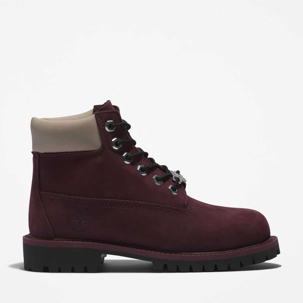 Buty Wodoodporne Dziecięce Timberland Pro Premium 6 Inch Bordowe | Polska-1364289