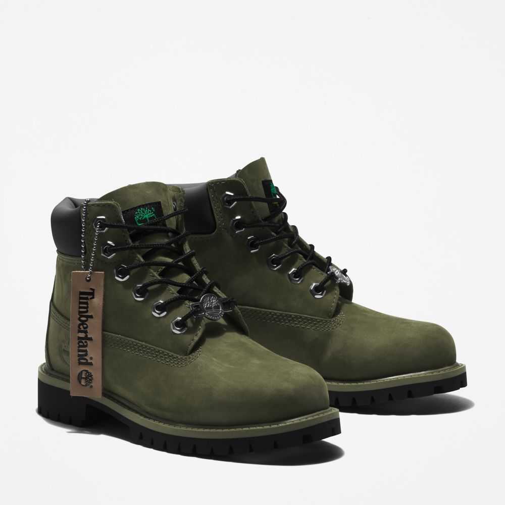 Buty Wodoodporne Dziecięce Timberland Pro Premium 6 Inch Ciemny Zielone | Polska-4259067