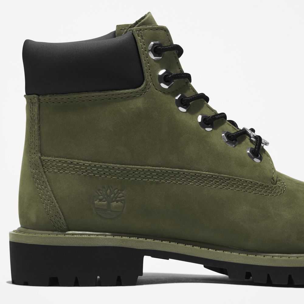 Buty Wodoodporne Dziecięce Timberland Pro Premium 6 Inch Ciemny Zielone | Polska-4259067