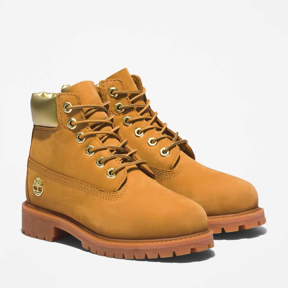 Buty Wodoodporne Dziecięce Timberland Pro Premium 6 Inch Brązowe Złote | Polska-9605148