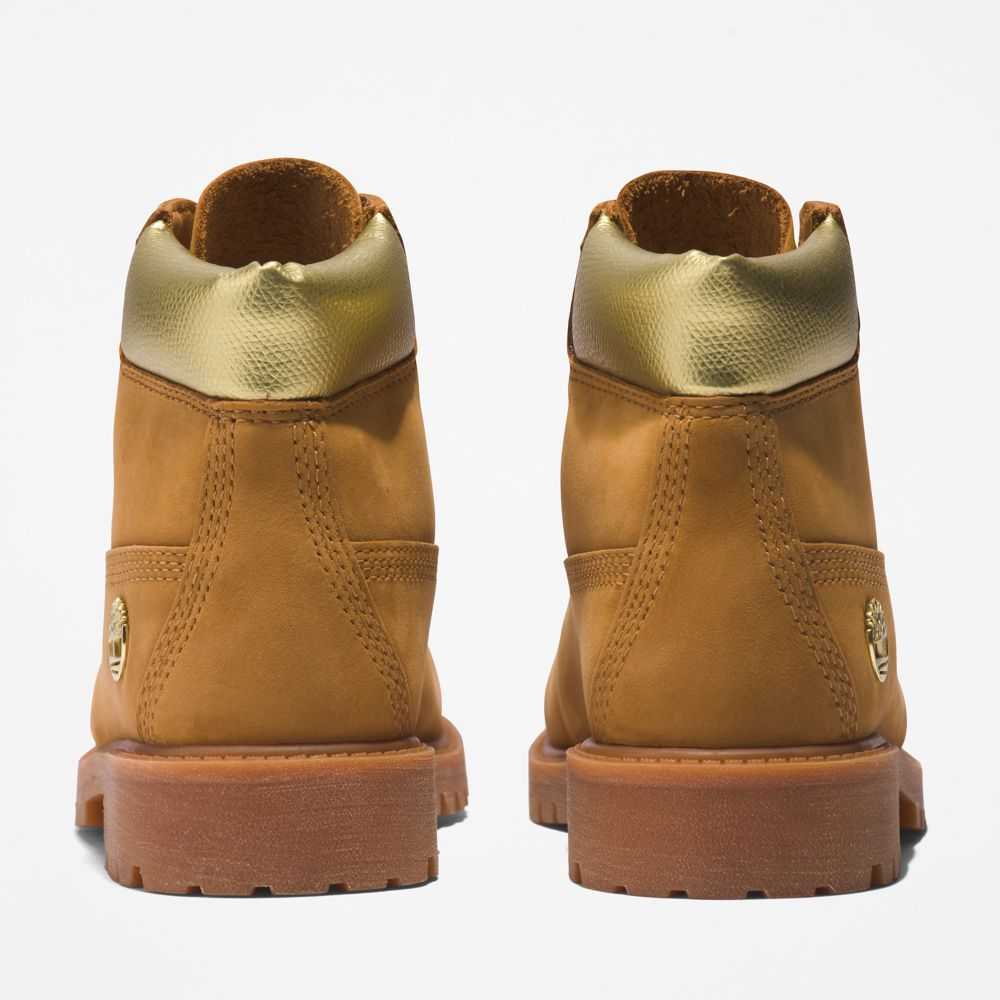 Buty Wodoodporne Dziecięce Timberland Pro Premium 6 Inch Brązowe Złote | Polska-9605148