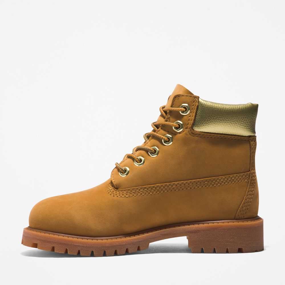 Buty Wodoodporne Dziecięce Timberland Pro Premium 6 Inch Brązowe Złote | Polska-9605148