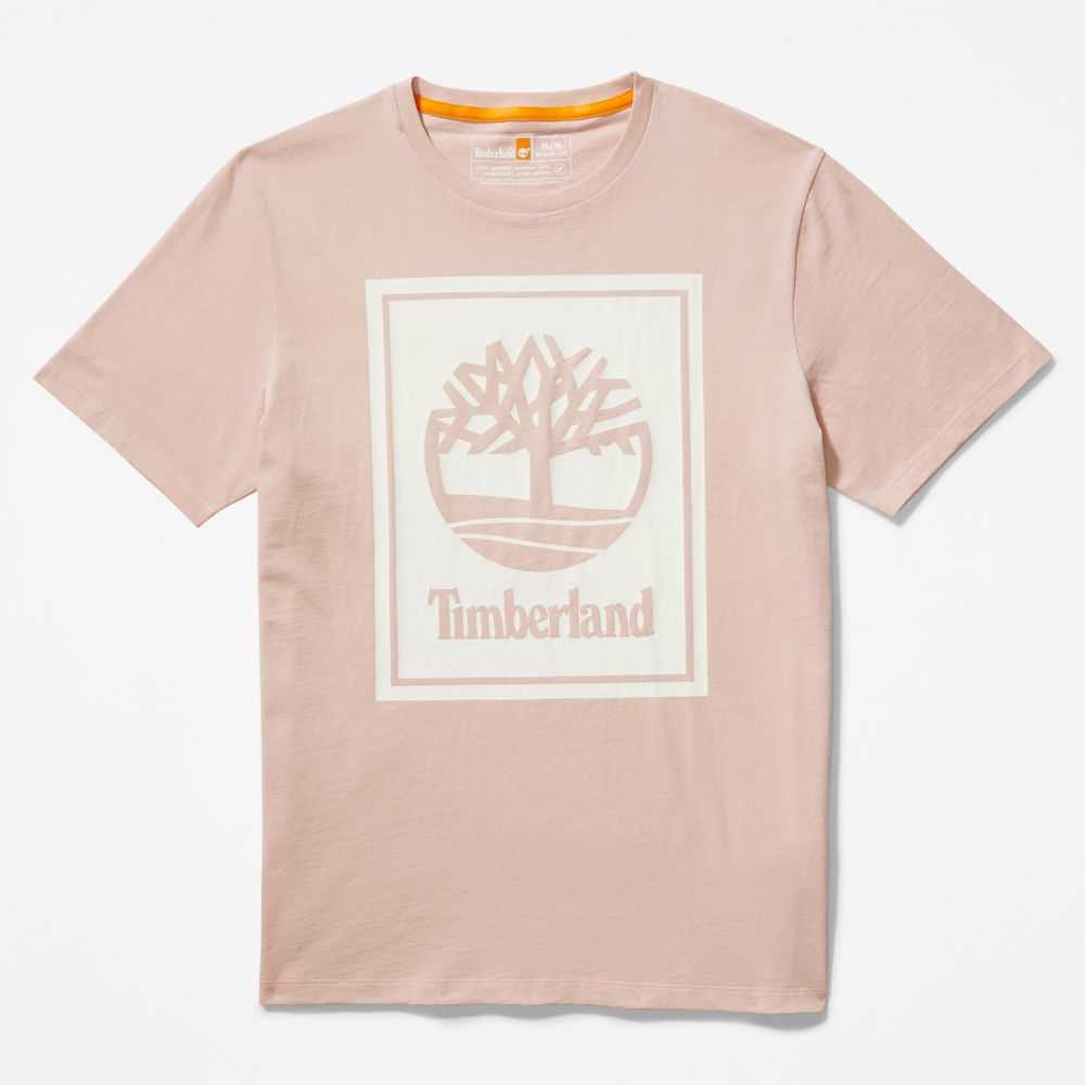 Koszulki Męskie Timberland Pro Logo Różowe Białe | Polska-2715840